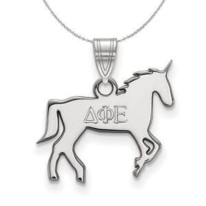 Sterling Silver Delta Phi Epsilon Small Pendant Necklace - 24 Inch